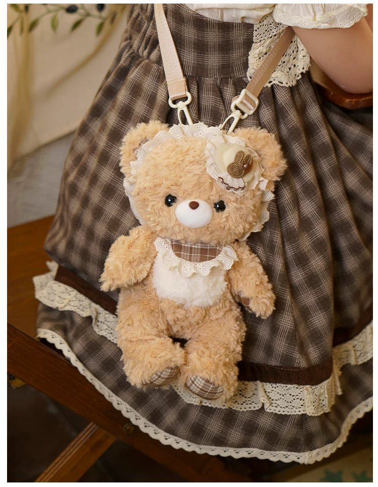 LambGuli - Little Bear Guli - Plush Bear Bag with Lace Trim