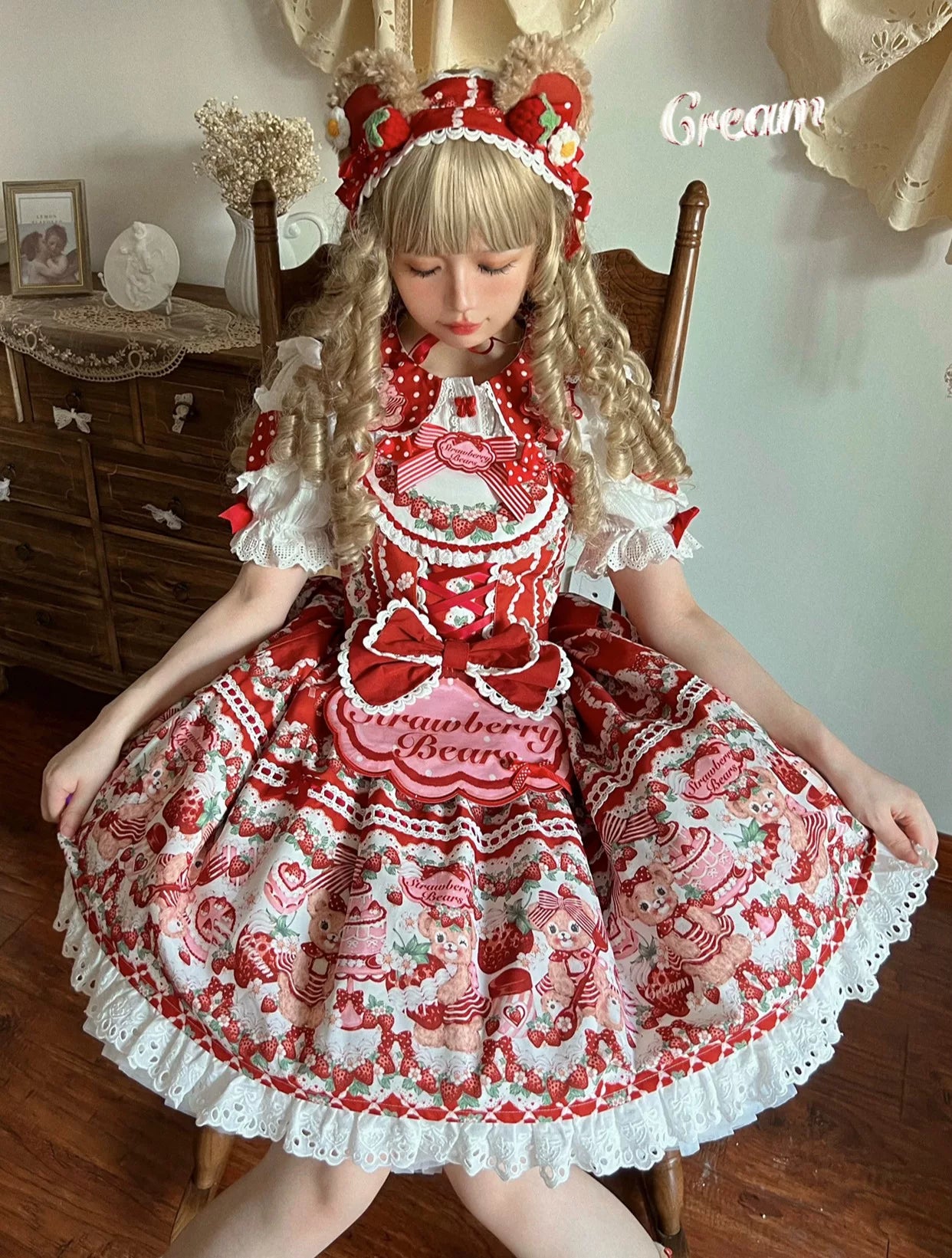 Star Fantasy - Strawberry Bear Garden - Strawberry-Print JSK