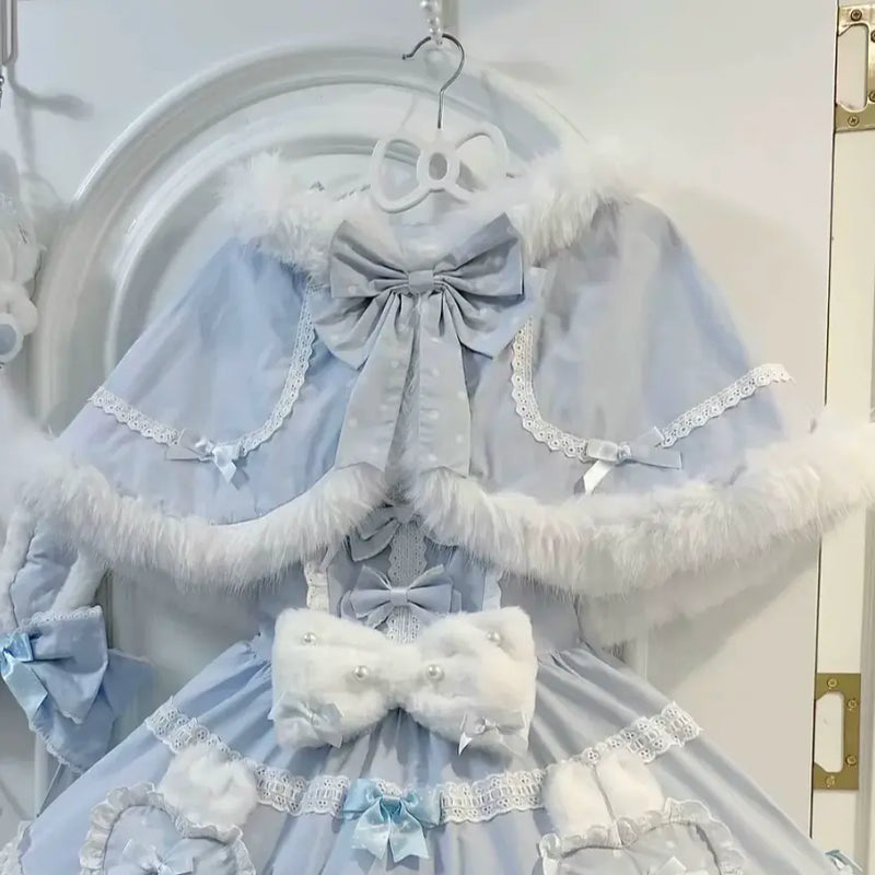 Little Snow Bunny Gift Box Cape & Dress Options — Standard, Blue Cape