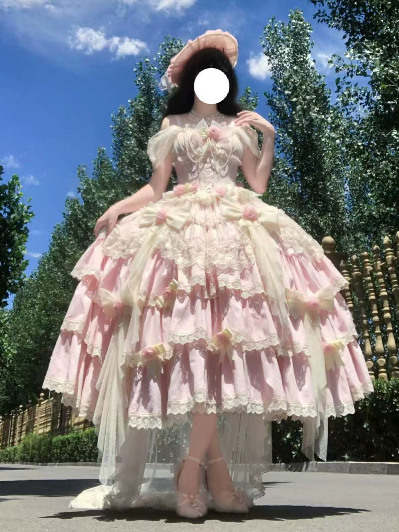Emoji Dream - Balletcore Sweet Lolita Dress - Pink short-length