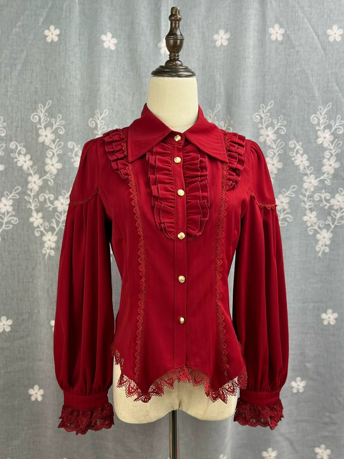 DMFS Lolita - Night Banquet - Pointed Collar Classic Lolita Shirt, Long Sleeve