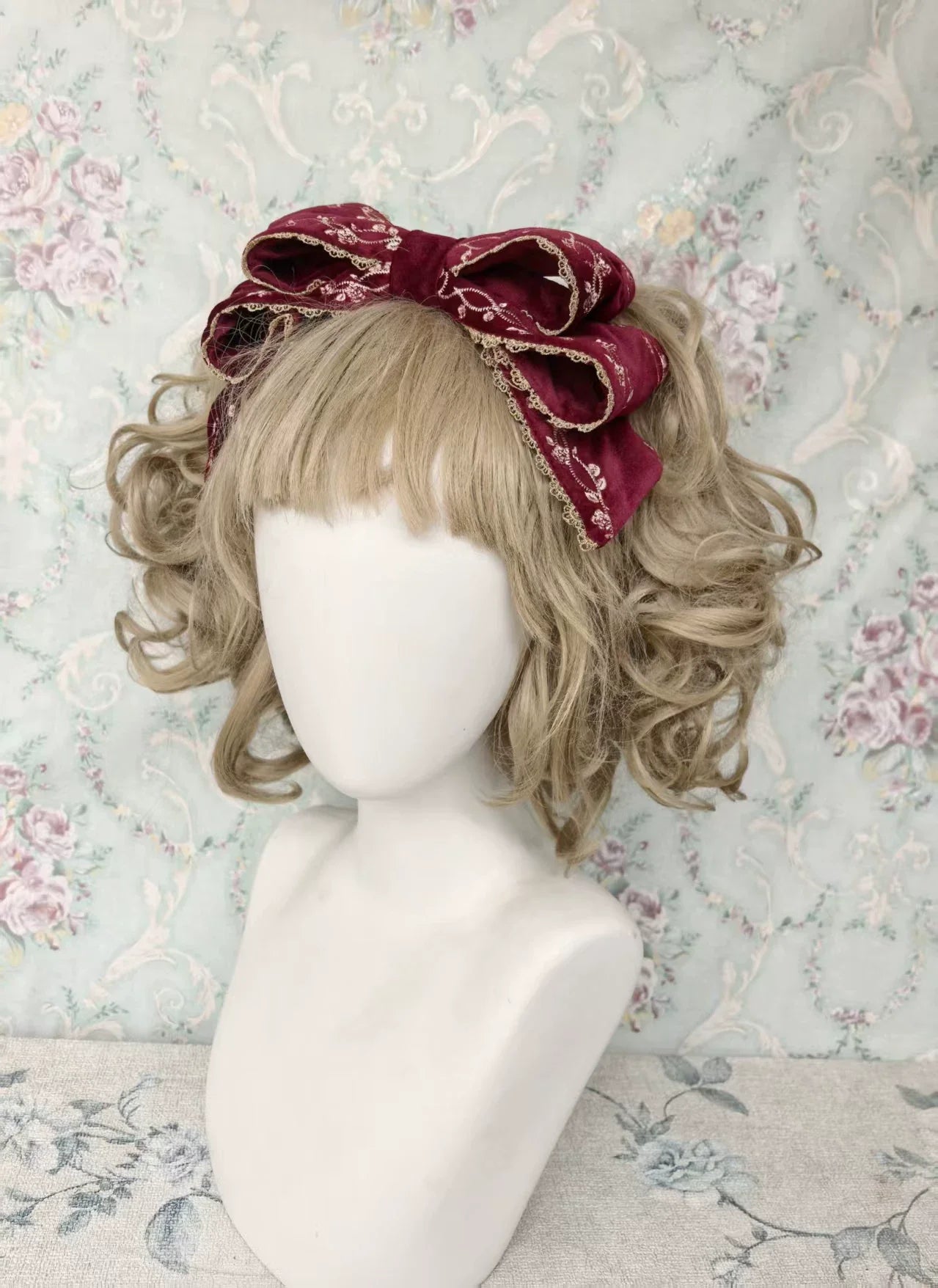 Cinderella - Velvet Classic Lolita JSK Dress, Princess Embroidery KC - Red with Apricot Embroidery (one size / choose M) S