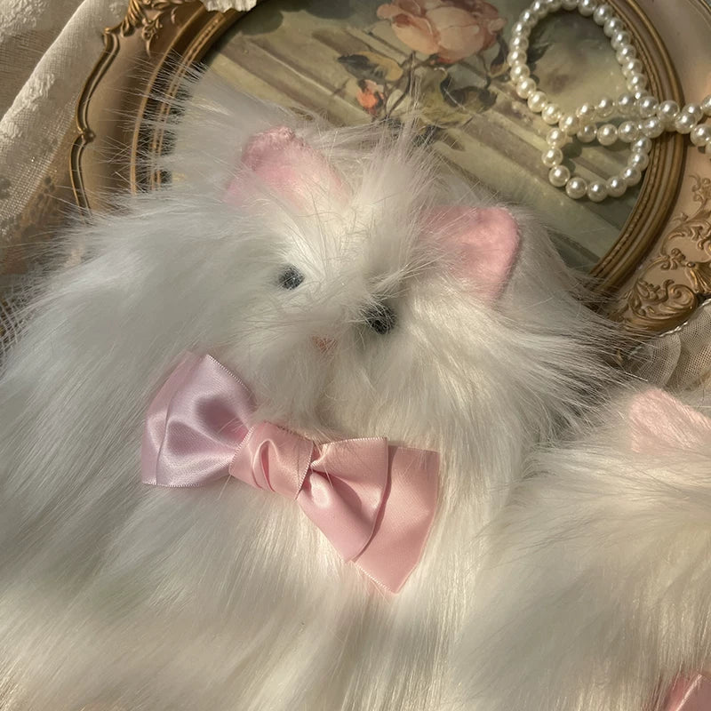 Sock Noble - Pink-Eared Cat - Furry Leg Warmers with Pink Ears and Bow Accents