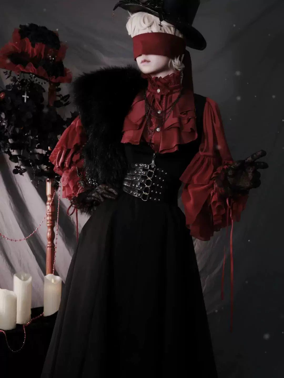 Sweetheart Dream Machine - Dragon Bone Cemetery - Long-Sleeve Blouse with Batwing Sleeves