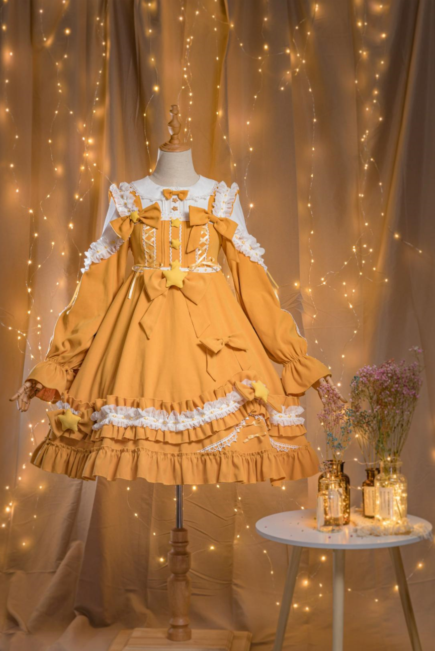 Aurora Kiss - Daily Winter - Long-Sleeved Peach Skin Lolita OP Dress - product detail 3