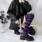 Black-and-purple stripes---Over-the-knee socks / One Size