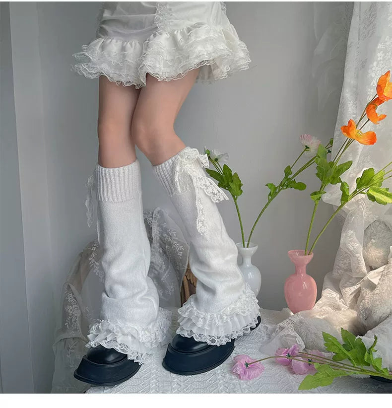 Sock Noble - Layered Lace - White Flared Sock Covers