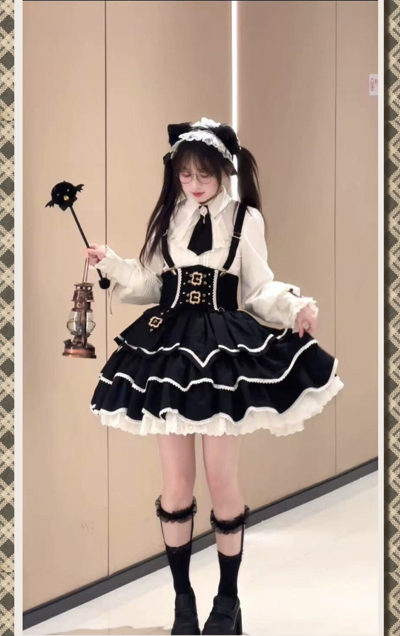 Little Red Riding Hood Steampunk Christmas Lolita Outfit — style overview