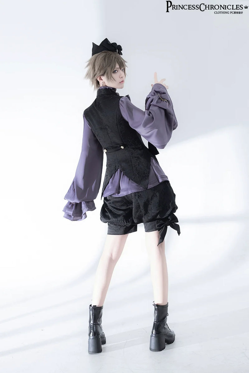 Princess Chronicles - Hunting Rabbit 2.0 - Ouji Lolita Retro Cool Purple Shirt & Shorts Set