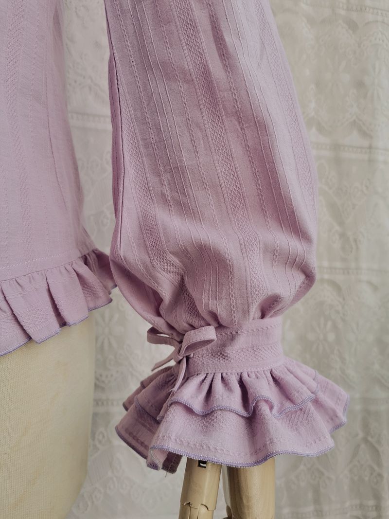 Yilia - Cotton Sweet Lolita Blouse - Flounce Ruffles Innerwear