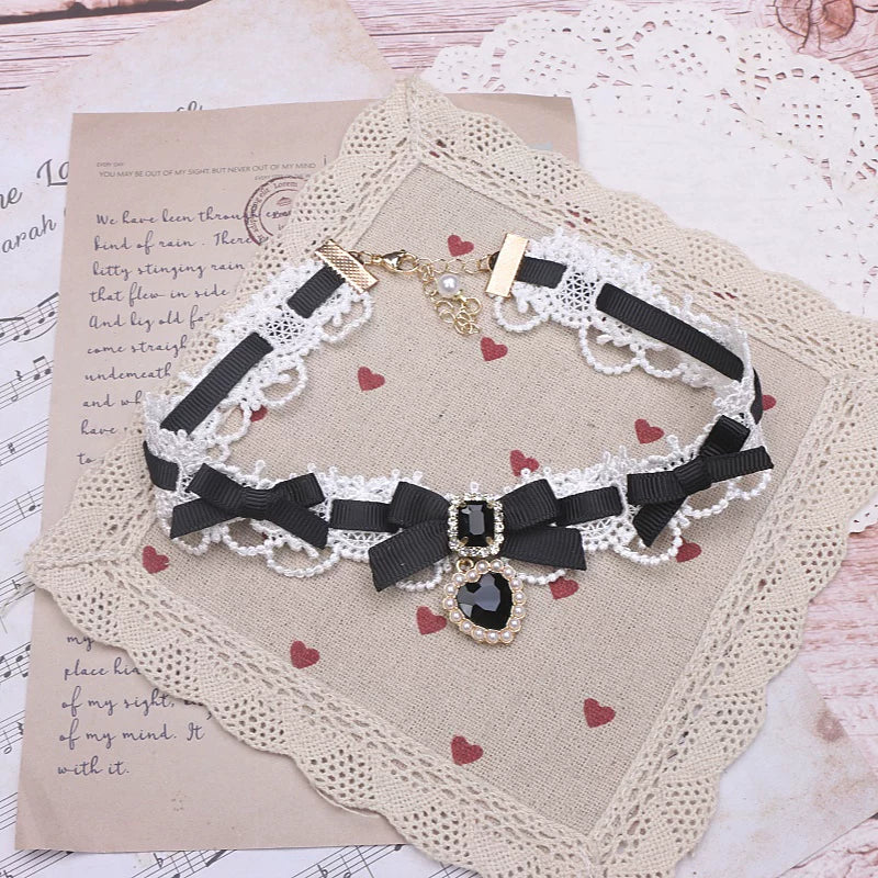 Independent Brand - Heart Pearl Bow - Necklaces, Bracelets and Collars with Heart Charms