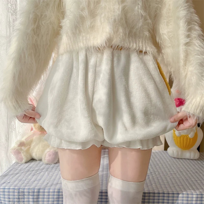 Sugar Girl - Kawaii Winter Lolita Warm Velvet - Bloomers with Corgi Tail Petticoat