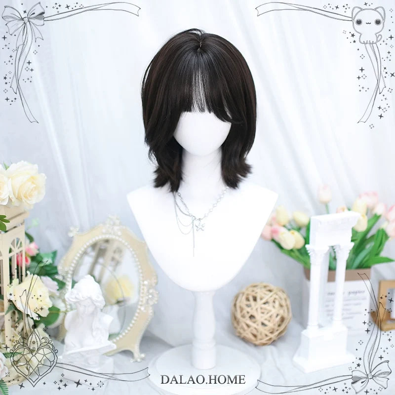 Dalao Home - Daily Short Lolita Wig With - French-Style Shoulder-Length Wavy Wig