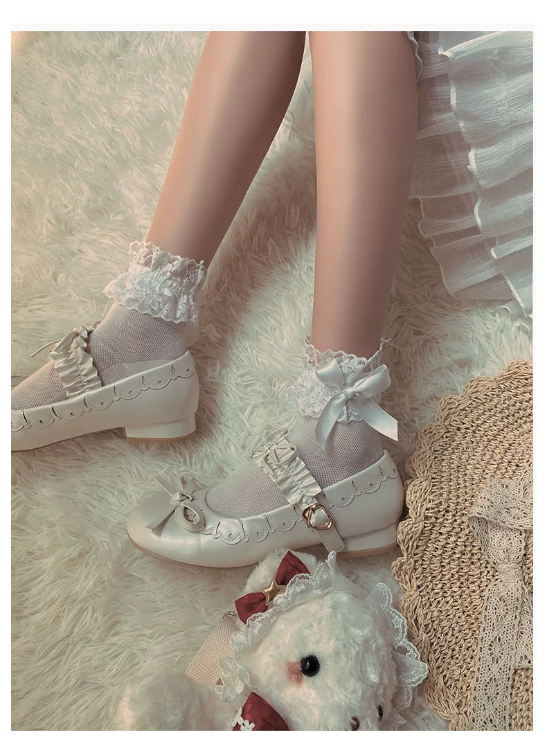 Sock Noble - Lace trim bow ankle socks, baby - Socks