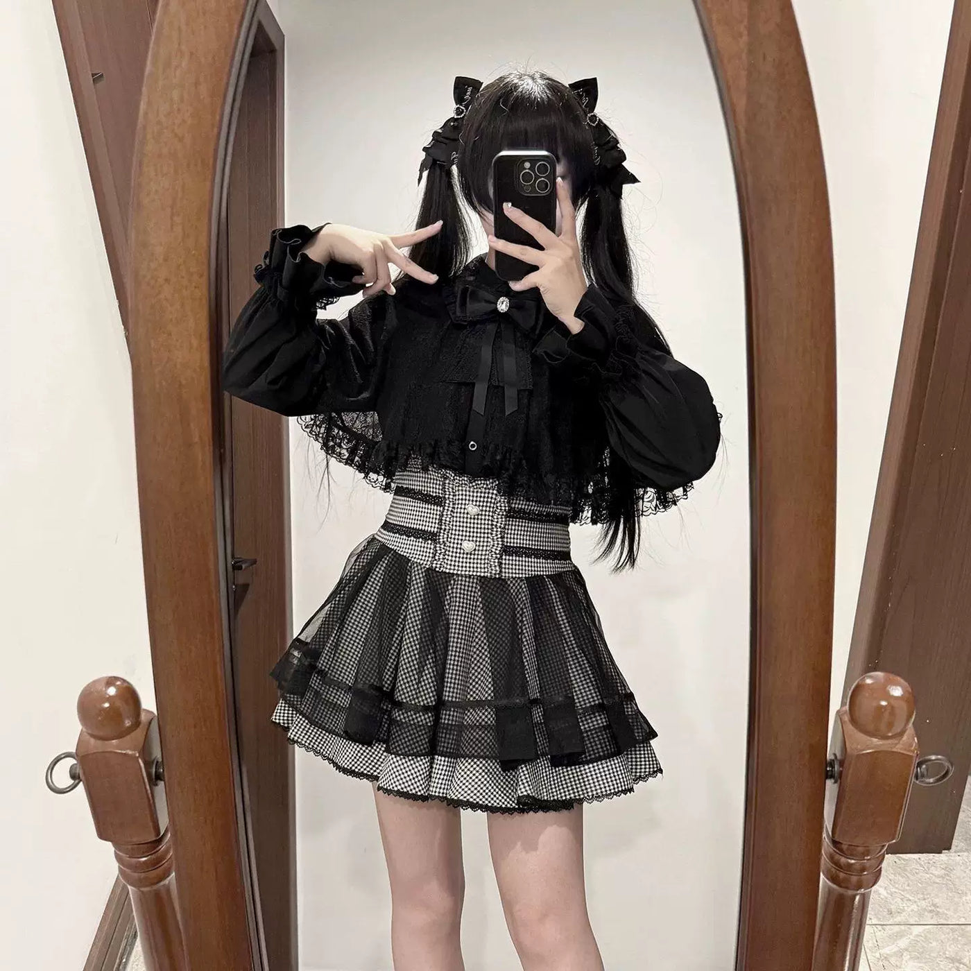 Sweetheart Dream Machine - Lace Cape Set - Two-Piece Lolita Set with Lace Cape Top