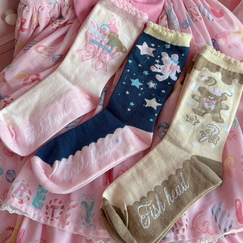 Milky Star Qiaoqiao - Cartoon Motifs - Short-to-Mid-Calf Socks with Cartoon Prints