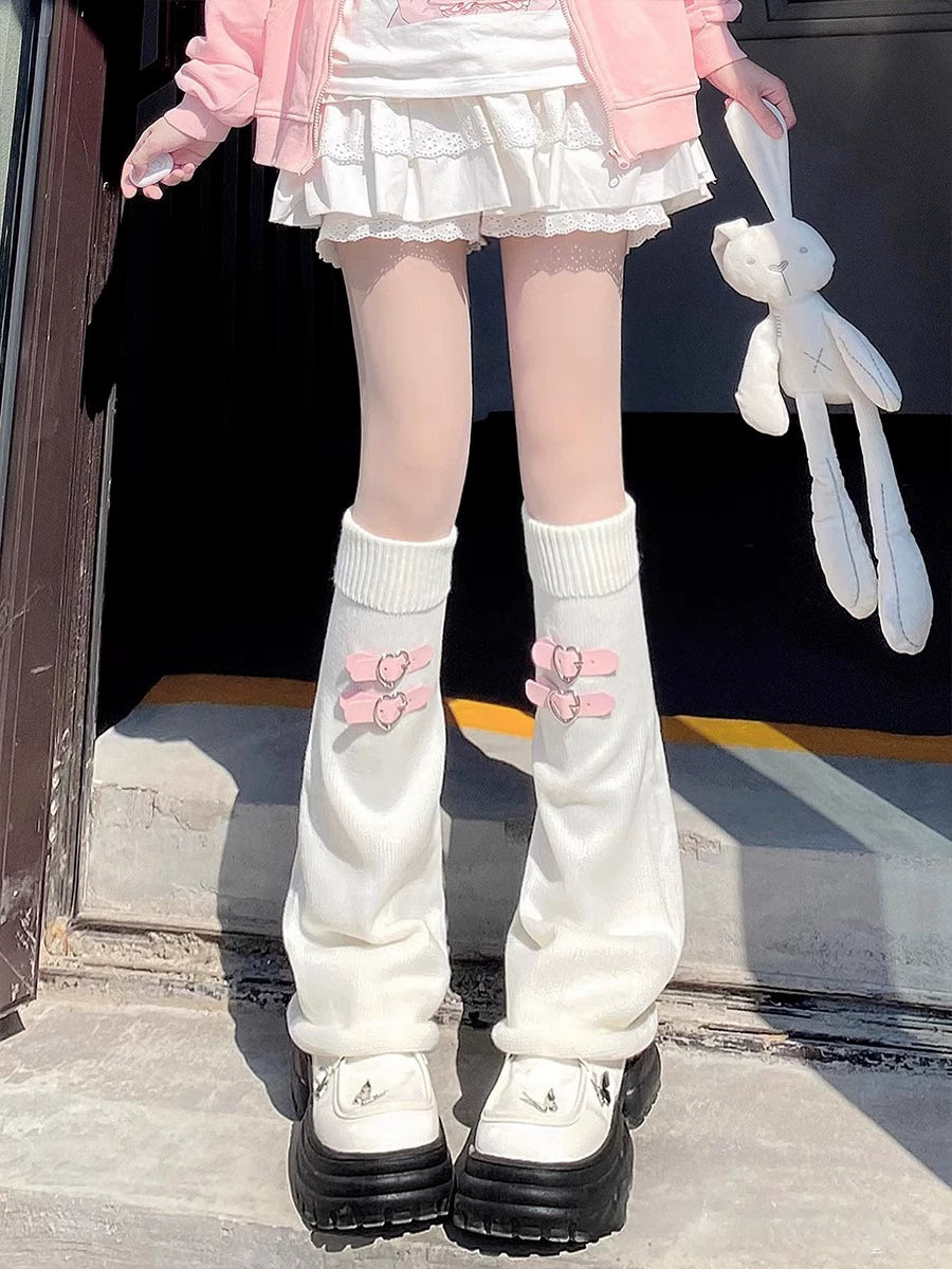 Floral Milk Cat - Heart Buckle - Sock Covers with Heart Buckle Options