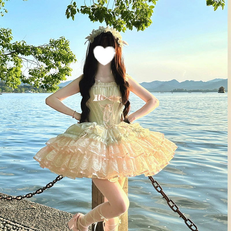 Zhijinyuan Guava Bebe Ribbon JSK — Green JSK ribbon detail