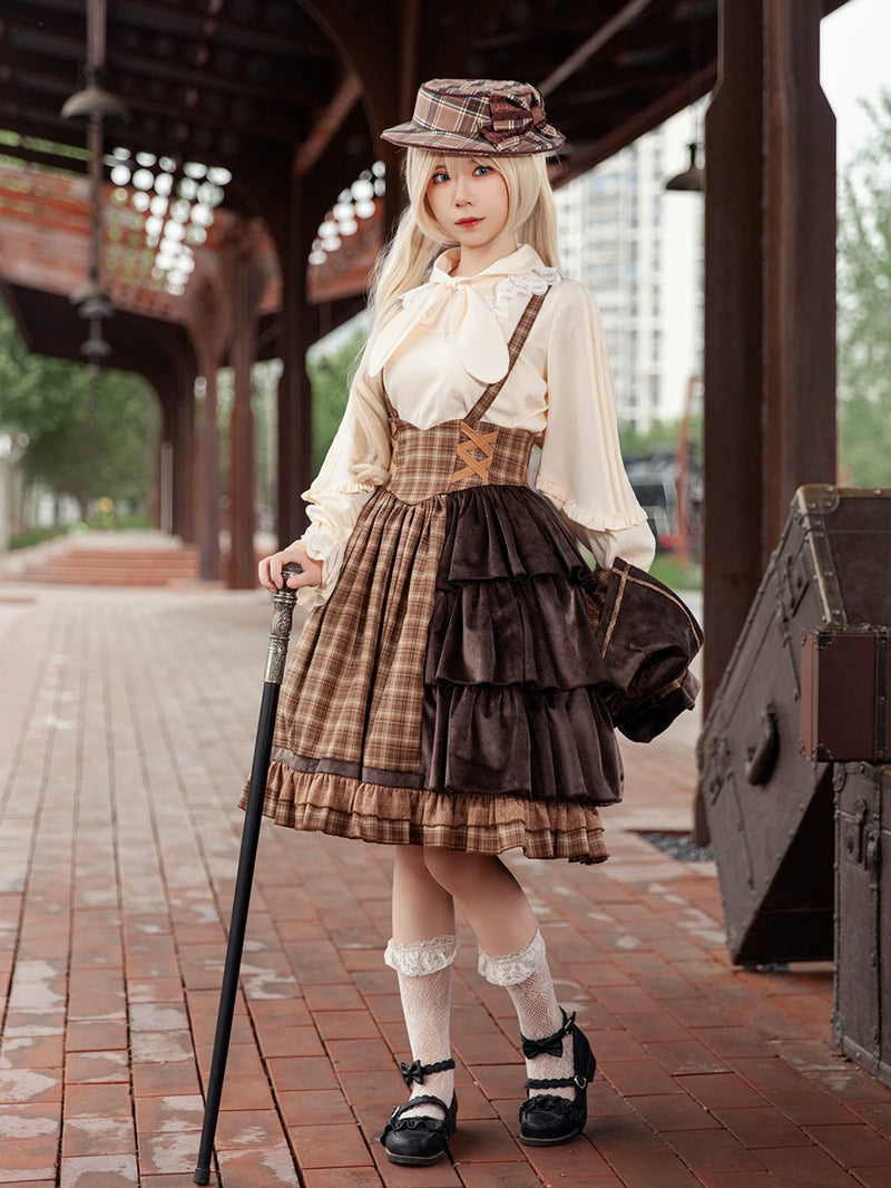 Infanta - Dawn Melody - Plaid Suspender Skirt & Cape