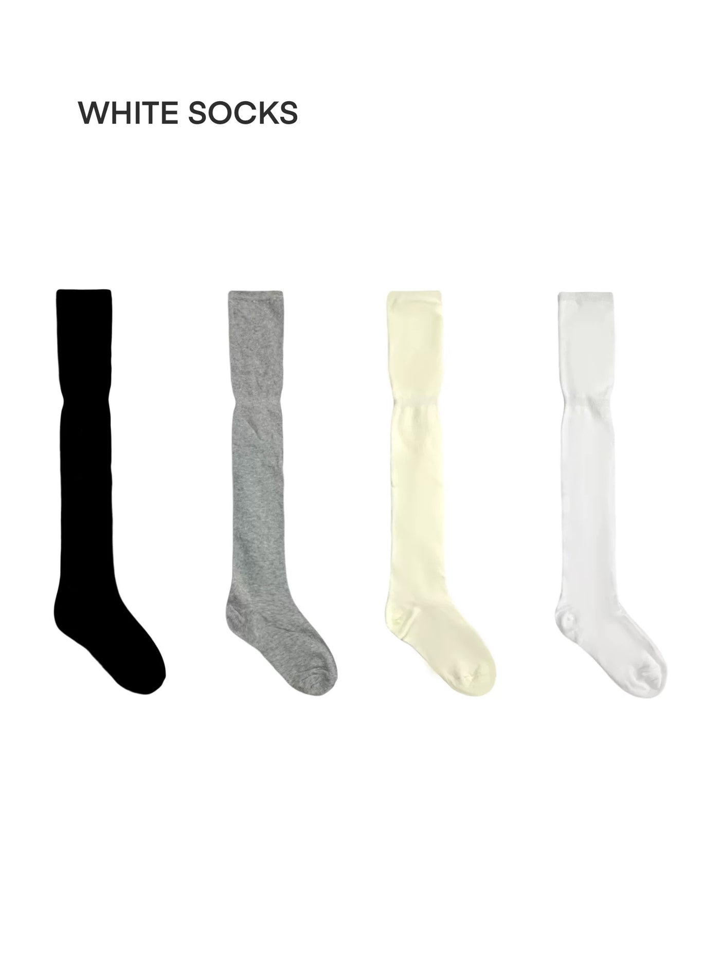 White Socks - Solid-Colour Slouch - Mid-Calf Socks with Gathered Folds