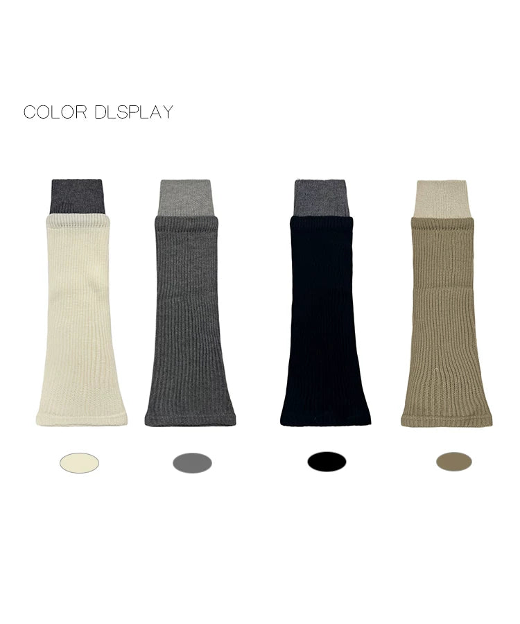 White Socks - Maillard Color Block - Ribbed Mid-Calf Leg Warmers