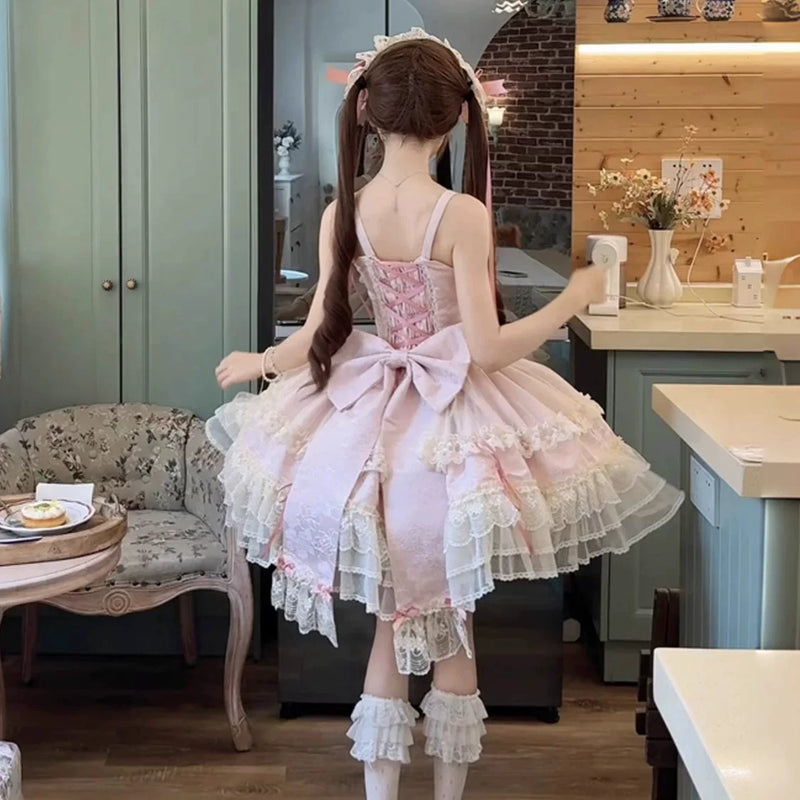 Hanguliang Satin Heart Knot Ballet JSK Dress
