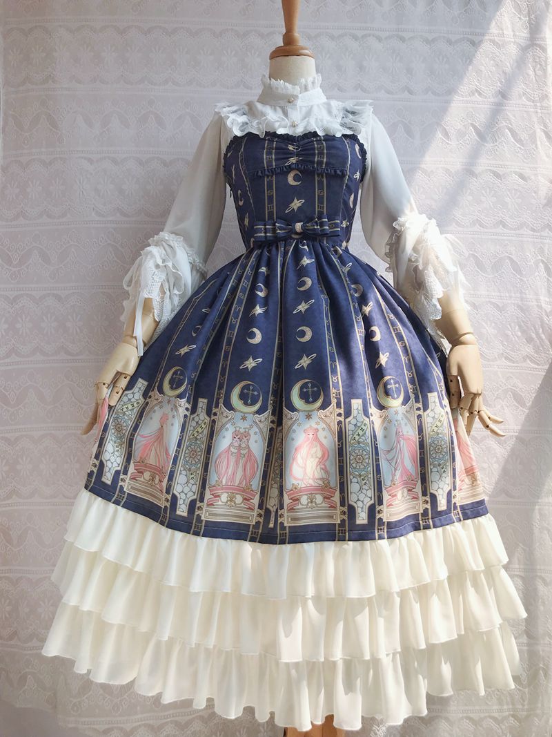 Yilia - Constellation Printing Chiffon - Lolita JSK Dress JSK Dress