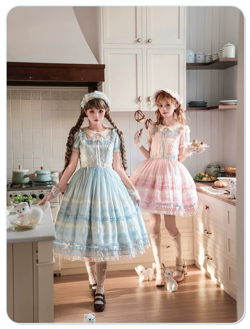 Pumpkin Planet - Perlita 2.0 - Short-Sleeve OP Dress with Embroidered Collar