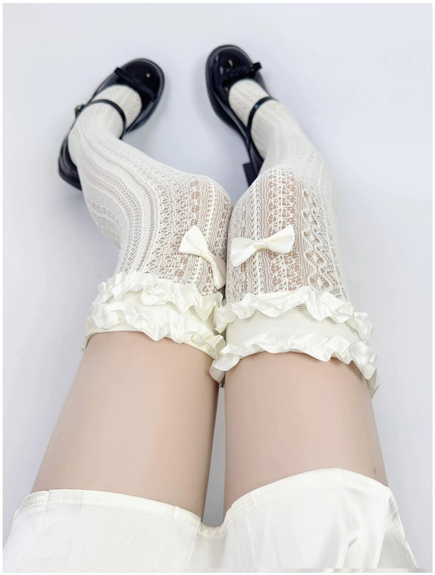 Fantasy Doll - Openwork Lace - Lace Socks with Bow Trim