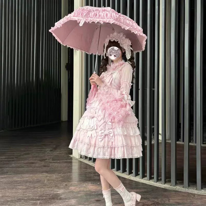 Independent Brand - Lace Parasol Collection - Ruffled Lace Parasol with Decorative Handle