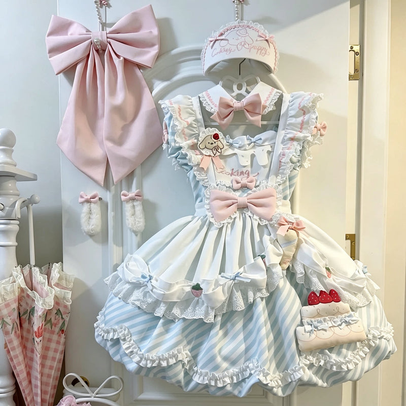 Salty Dots - Puppy Pastry Chef Sweet Lolita OP Dress - Sweet Lolita