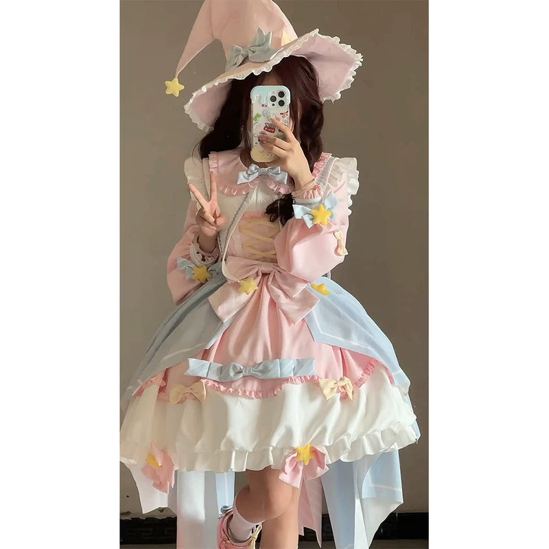 Creamy - Blue-Pink Star Dress - Train OP