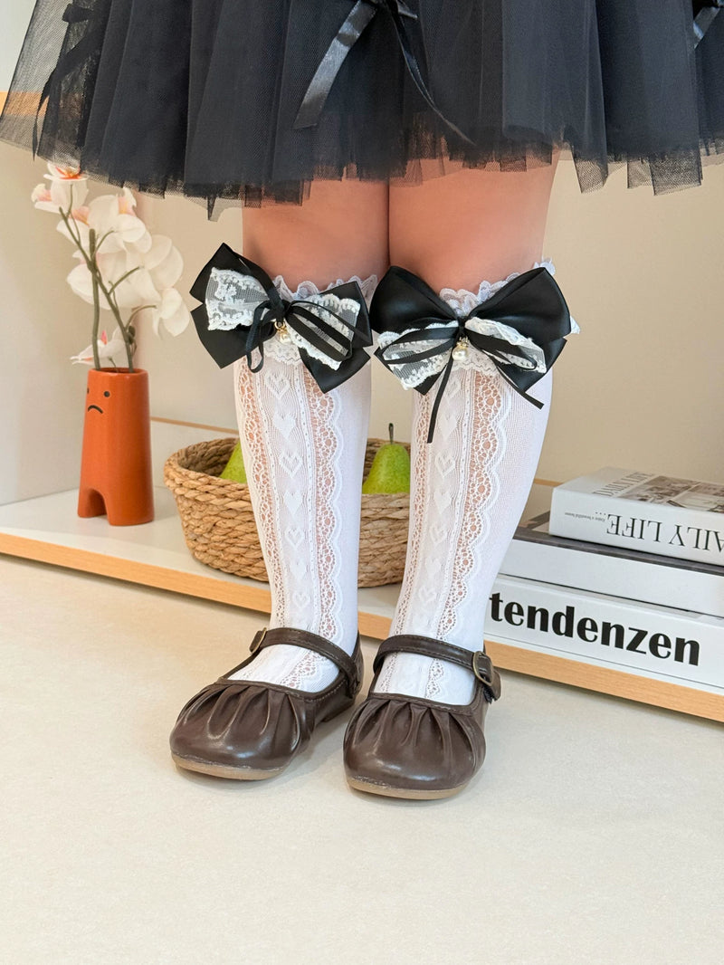 Fantasy Doll - Pearl Bow Strawberry Lace - Decorative socks with lace and motif options