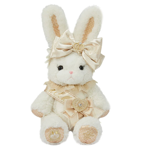 Front view of momo 3rd anniversary white gold 3D cute doll Lolita backpack