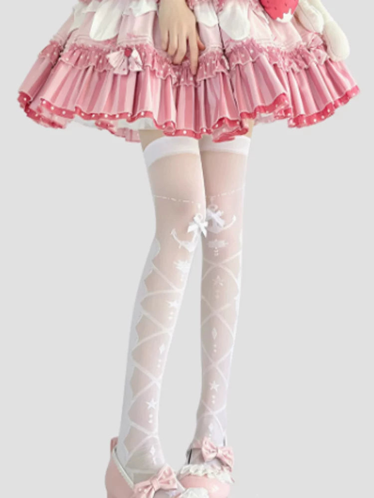 Fantasy Doll - Star Bow - Over-the-knee socks with star motifs and bows