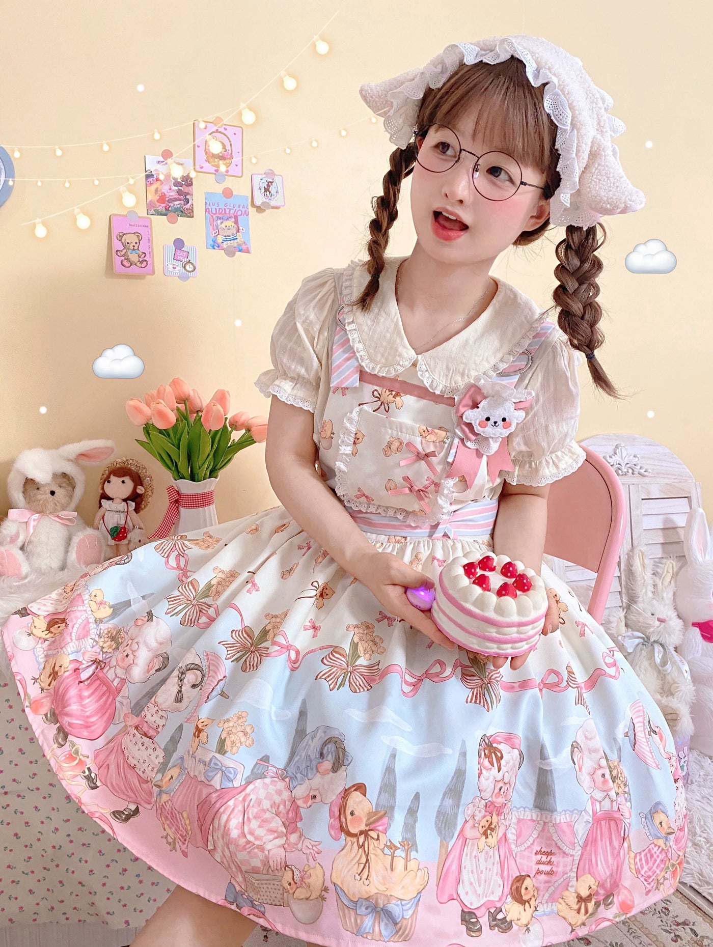 Cat Upon Cat - Sweet Lolita Coordinating Blouse - Cotton blouse