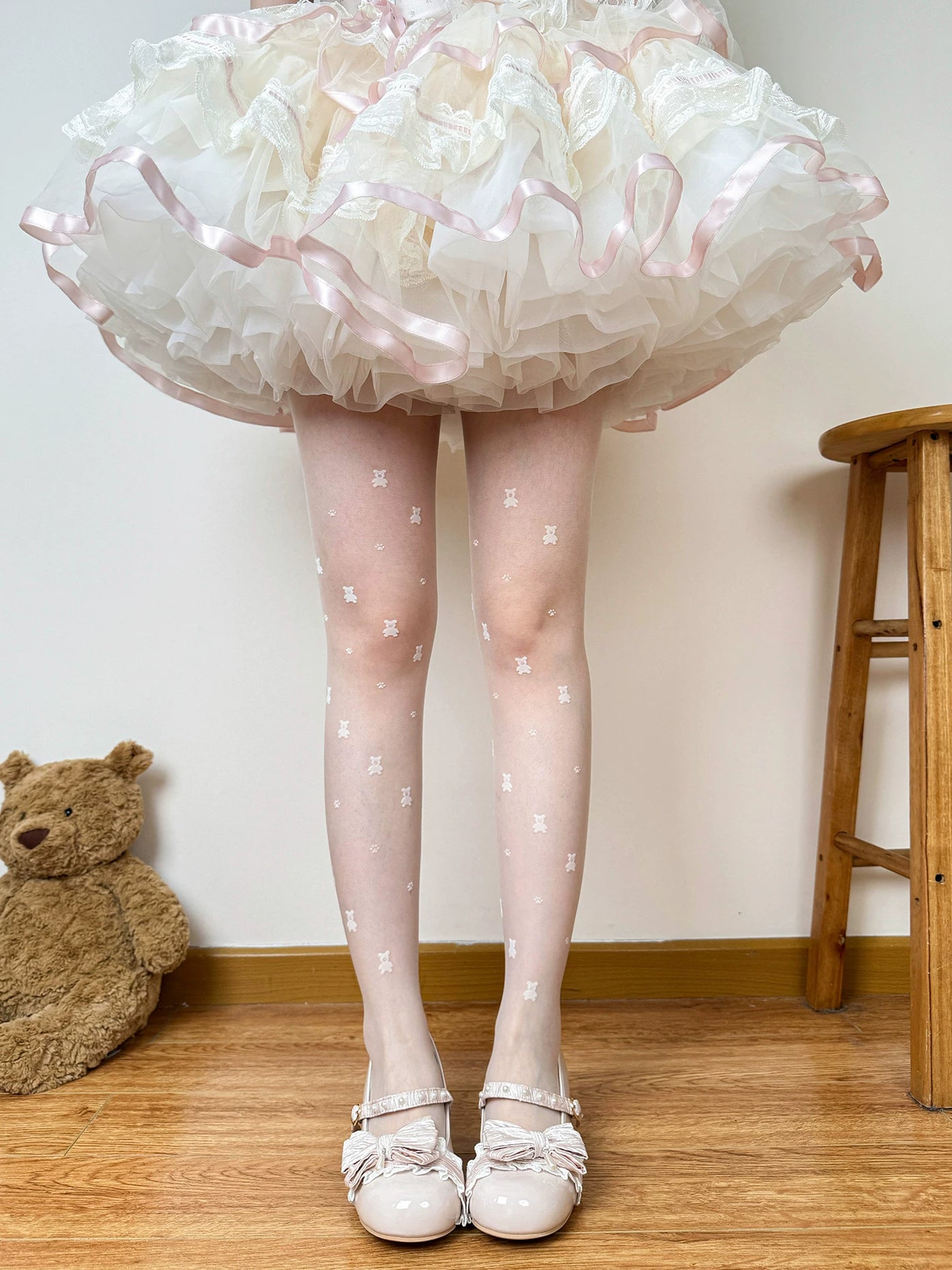 Chubby Bear Tales - Ballet Bow Collection - Tights with Decorative Bow and Motif Variations