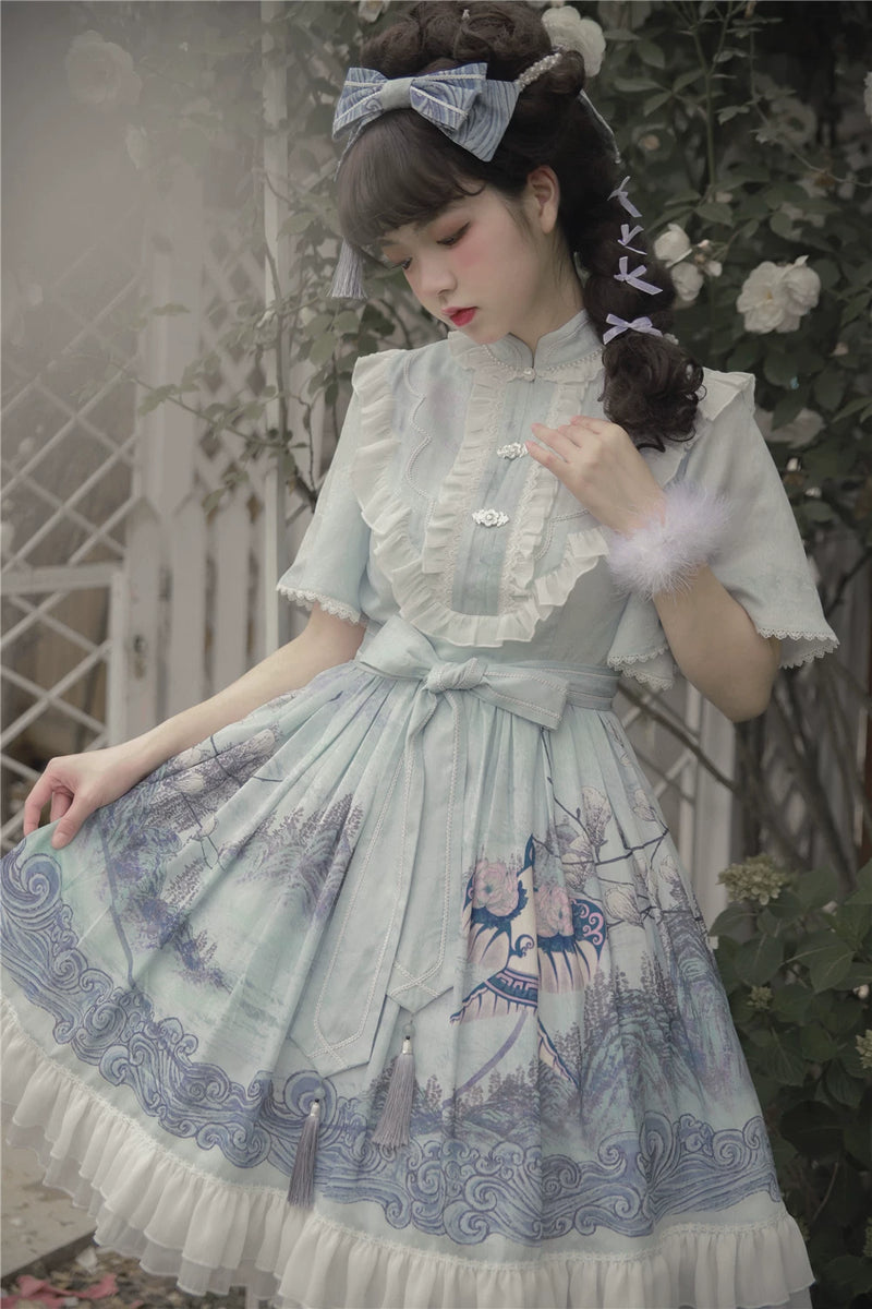 Forest Wardrobe - Kites over Distant Mountains - Chinese-Inspired Lolita OP Dress - 4