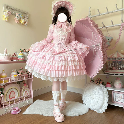 Lady Han Feather Bond Bridal JSK dress by Lolita Fetch, featuring intricate lace and elegant feather details in a soft pastel color