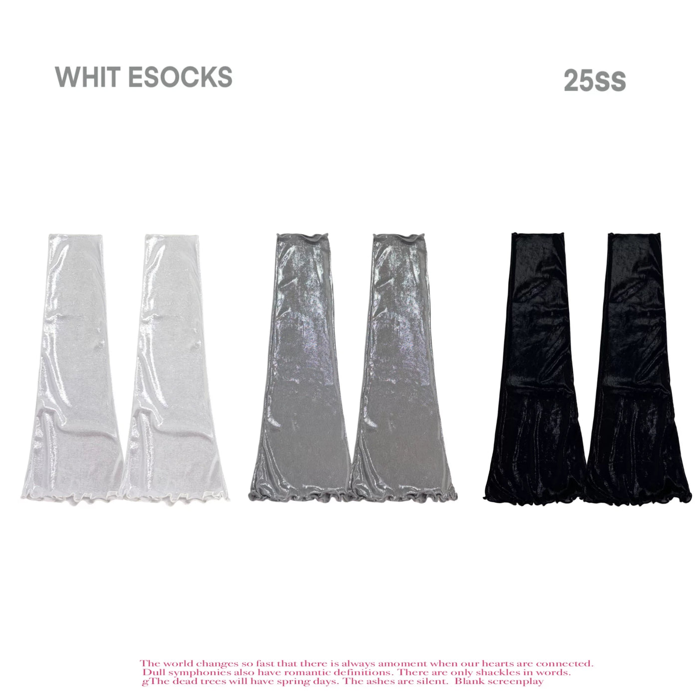 Grey single-color shimmer cuffed Lolita sock