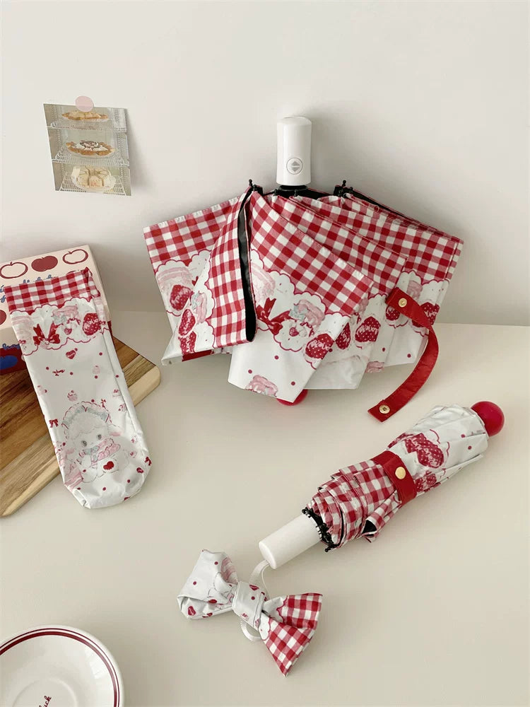 Independent Brand - Cake Little Sheep - Parasol with Sheep and Red Plaid Print