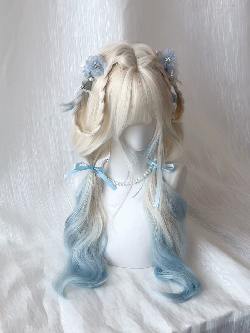 Kunkun Fish Platinum Blue gradient cosplay wig - view 3