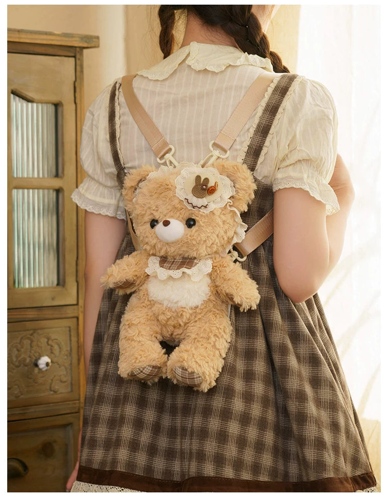 LambGuli - Little Bear Guli - Plush Bear Bag with Lace Trim
