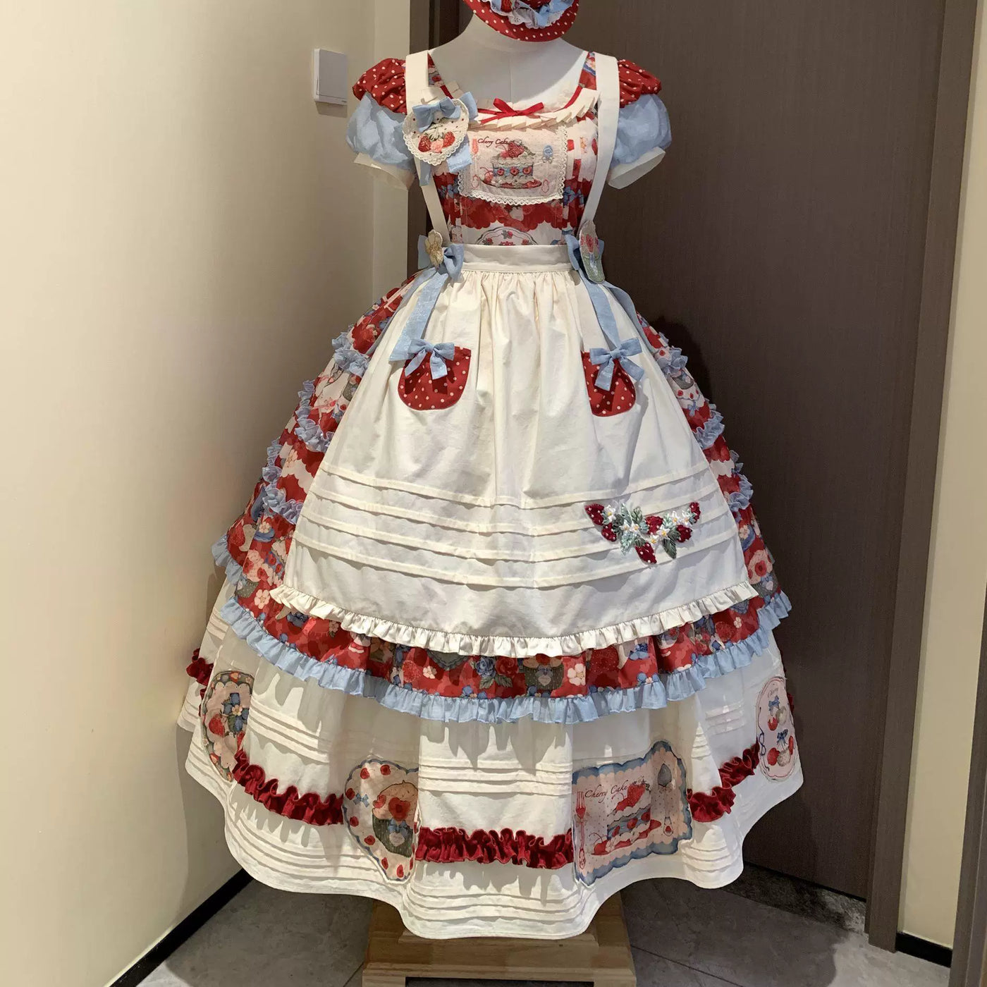 Sweetheart Dream Machine - Strawberry Tarta - Strawberry print JSK or OP dress with apron