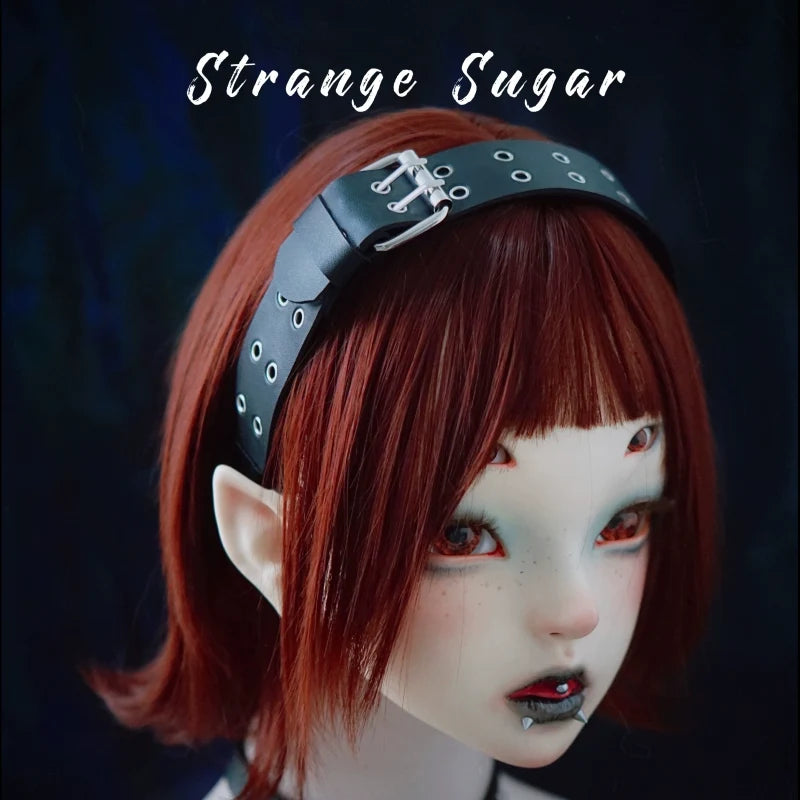 Strange Sugar - Gothic Lolita KC Faux Leather Punk - Lolita Hair Accessories Headwear