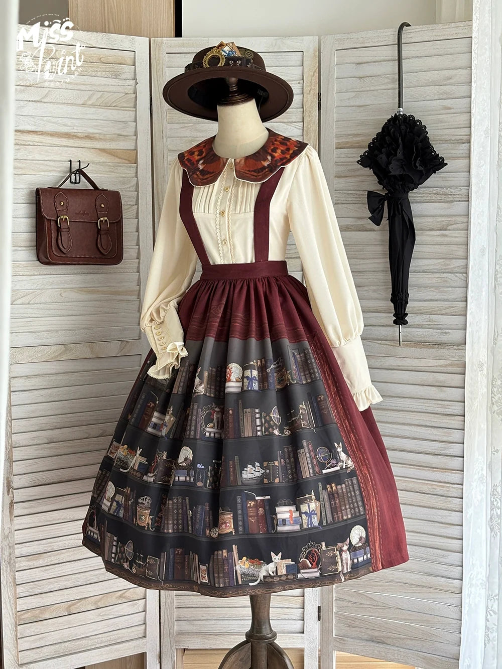 Miss Point - German Bookshelf - Classic Lolita SK, Detachable Suspenders