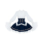 Colorblock Fake Two-piece Ruffle Short OP Early stock / S