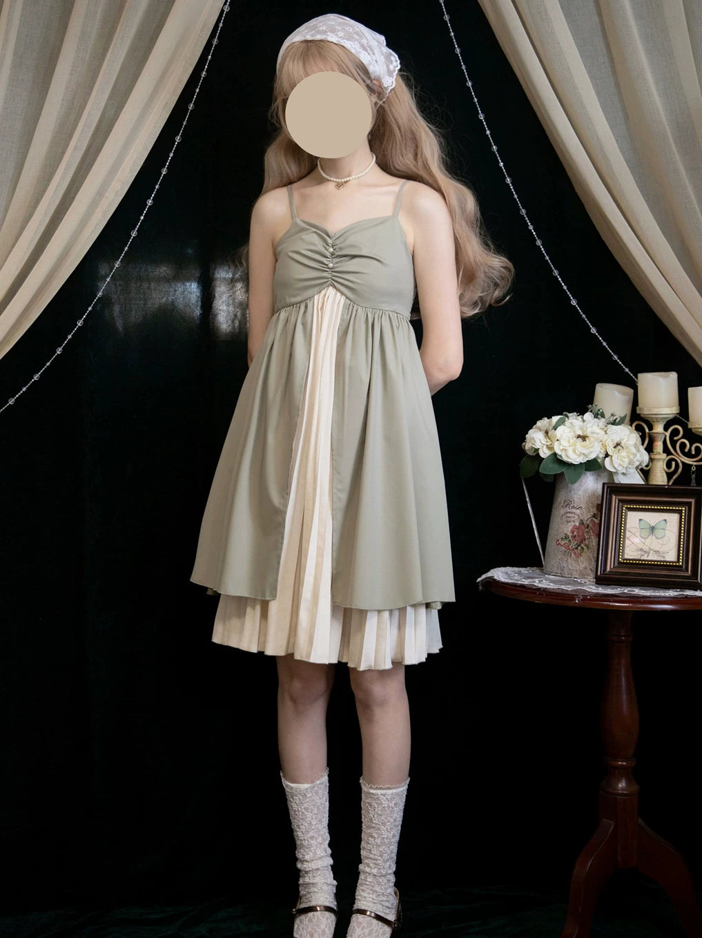 Old Book Pages - Adjustable High-Waist Resort JSK Dress - detail view 2