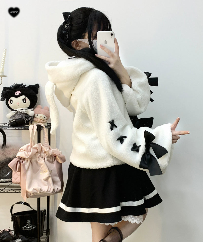 KittyBxllet Wanted Bunny Plush-Ear Buttoned Jacket — additional product view