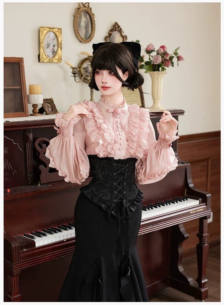 With PUJI - Miss Laura - Versatile Classic Lolita Blouse, Lattern Sleeves